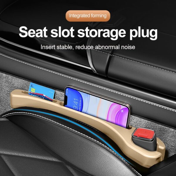 2PCS Car Seat Gap Filler Organizer with Phone Holder,[Upgrade Version] Car Seat Gap Organizer for Prevent Falling,Essential Car Accessories Car Side Seat Gap Filler (Beige)