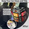 Car Trash Can Bin for Car Back Seat Leak Proof, Cute Car Trash Bag Hanging, Vehicle Trash Can for SUV Truck Van, Automotive Car Garbage Cans Front Seat Cow Print, 220908-11