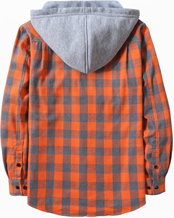 SCODI Mens Flannel Hoodie Shirt Casual Button Down Plaid Jacket Shirts Stylish Long Sleeve Shirts with Pocket