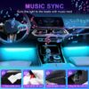 LivTee Accent Interior Car Lights, Smart Car Interior Lights with App Control, RGB LED Lights with Music Mode and DIY Mode, 2 Lines Design LED Lights for Cars with Charger, Car Accessories for Women