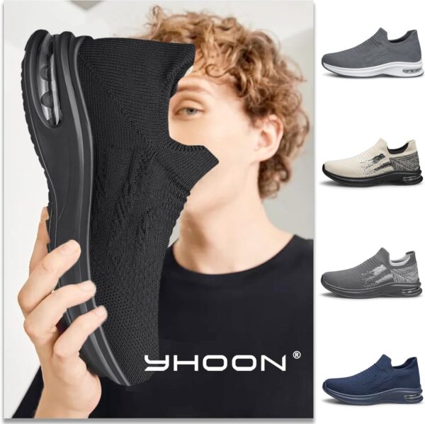 YHOON Mens Walking Shoes Slip on Lightweight Running Shoes Workout Athletic Tennis Shoes Gym Sneakers