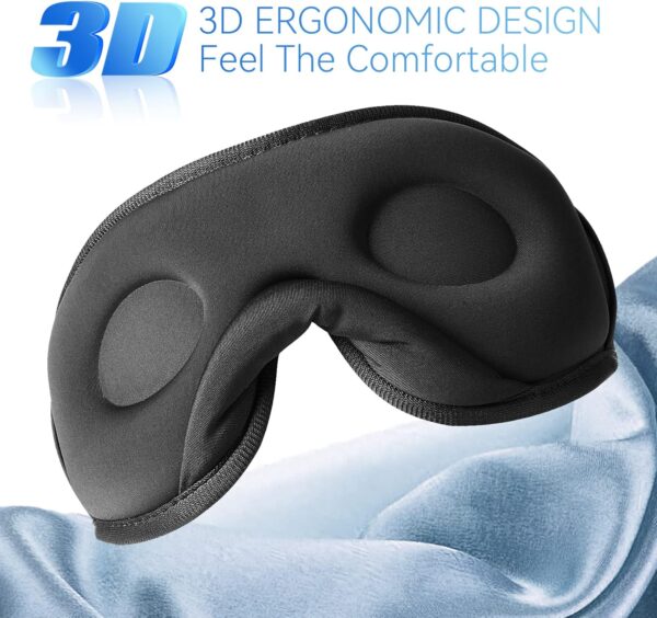 Sleep Headphones, 3D Bluetooth Sleep Mask, Washable Sleeping Headphones with Ultra Thin Stereo Speakers Microphone Hands Free for Insomnia Travel