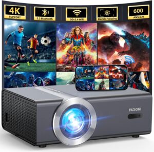 [Electric Focus/Auto Keystone] Projector with WiFi and Bluetooth, Native 1080P 20000L 4K Supported, FUDONI Outdoor Movie Projector for Home Theater UP to 300", for HDMI/USB/iOS/Android/TV Stick/Laptop