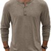 COOFANDY Men's Henley T-Shirt Long Sleeve Casual Lightweight Pullover Shirts Soft Stretch Basic Tees Fall Tops