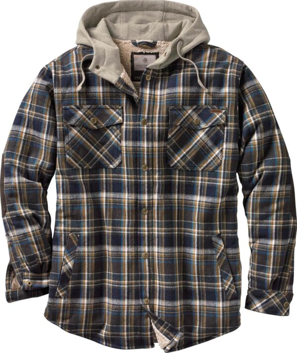 Legendary Whitetails Men's Camp Night Berber Lined Hooded Flannel Shirt Jacket