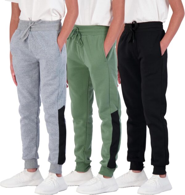 Real Essentials 3 Pack: Boys Cotton Active Fleece Jogger Sweatpants