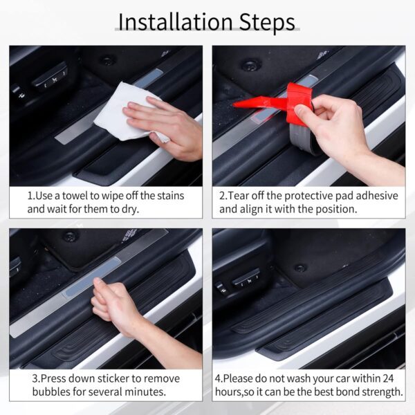 SINGARO Car Door Threshold Protection, 4PCS Door Edge Step Dust Shield Cover, Door Width 23.6x2.36inch Car/SUV Universal Rubber Scratch Resistant Exterior Accessories (Black)