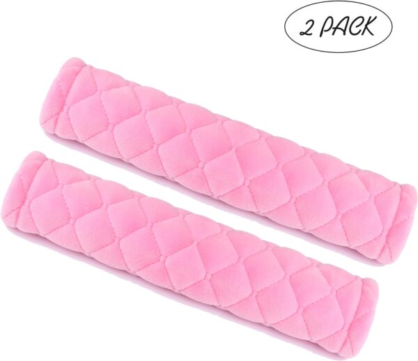 Amooca Soft Auto Seat Belt Cover Seatbelt Shoulder Pad Cushions 2 PCS for a More Comfortable Driving Universal Fit for All Cars and Backpack Pink