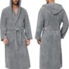 Men's Bathrobes with Hood, Soft Long Towel Robe for Men - Super Absorbent Quick Dry yet Warm