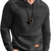 COOFANDY Mens Hoodies Pullover Casaul Long Sleeve Drawstring Waffle Knit Hooded Sweatshirt with Kanga Pocket