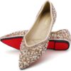 Women's Rhinestone Flats Fashion Pointed Toe Pearl Diamond Low Heel Dress Wedding Flats Work Business Dance Ballet Flats