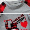 CM-Kid Toddler Boys Valentine Day Shirt Monster Truck Dino Train Heart Tshirt Red Plaid Long Sleeve Tops for Kids 2-7 Years