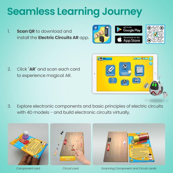 Educational Electronics Kit for Kids | Fun Interactive Learning Toys with Circuits, Gadgets, & Augmented Reality (AR) App | Flashcards & Educational Videos Included