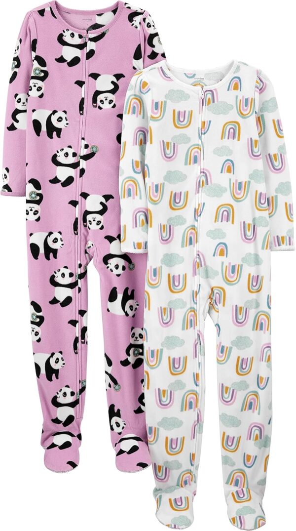 Simple Joys by Carter's Girls' 2-Pack Loose-fit Fleece Footed Pajamas