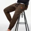 JMIERR Mens Corduroy Joggers Pants Casual Cargo Pants Drawstring Elastic Waist Baggy Tapered Sweatpants with Pockets