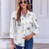 Zeagoo Button Down Shirts for Women Dressy Floral Printed Long Sleeve Blouse Business Casual Work Tops