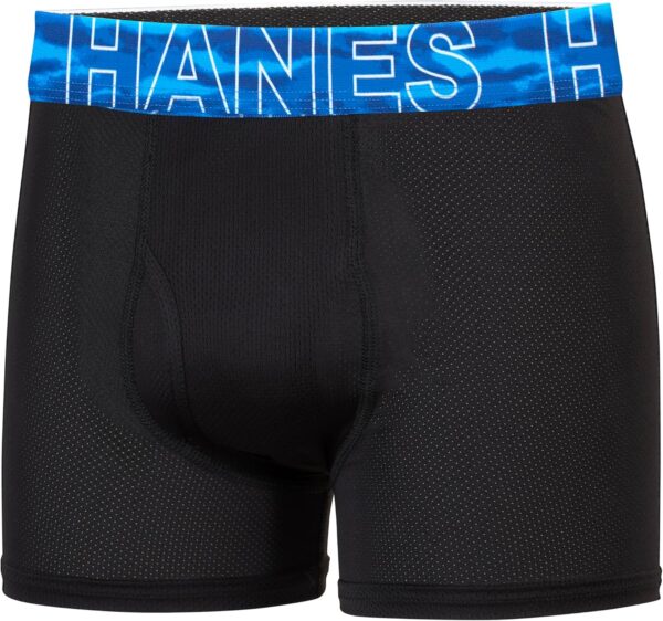 Hanes Boys' Big Performance Tween Boxer Brief Pack, X-Temp Mesh Stretch Underwear, Black, 6-Pack