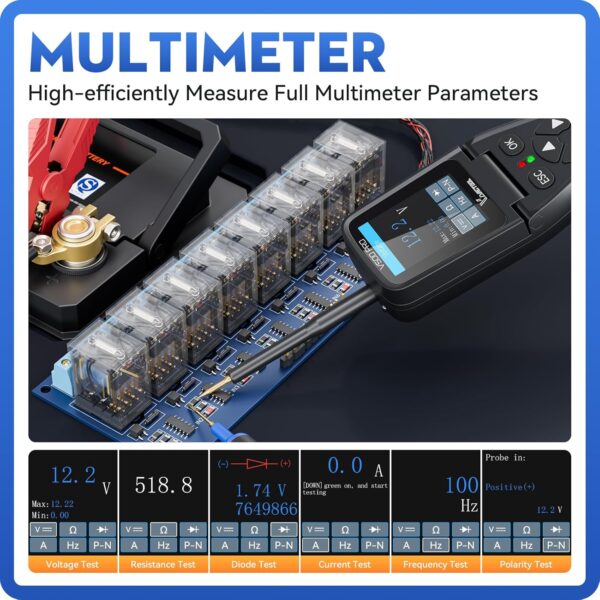 VDIAGTOOL V500 Pro Automotive Power Circuit Probe Tester with Breaker Finder, 9V-30V Auto Electrical Circuit Tester Kit, Multimeter/Oscilloscope/Relay/Injector Test, Open Short Finder, 20FT Cable