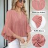 Timeson Women's 3/4 Sleeve Tops Dressy Casual Business Work Blouses Chiffon Office Shirts