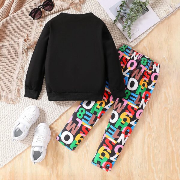 Toddler Kid Girl Clothes Letter Graphic Pullover Sweatshirt + Leggings 2PC Girls Fall Winter Pant Set