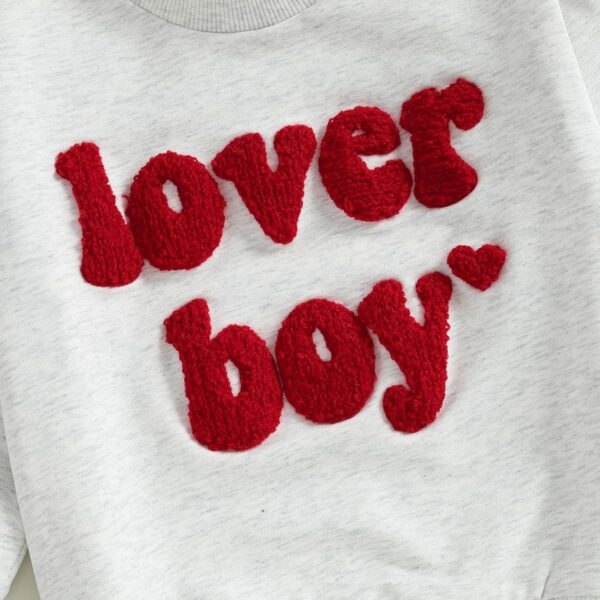 Lesimsam Toddler Baby Boy Girl Valentines Day Outfit Embroidery Sweatshirt Crewneck Long Sleeve Pullover Shirts Top