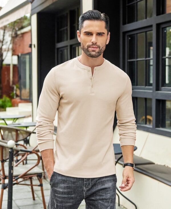 COOFANDY Men's Henley Shirts Long Sleeve Basic Pullover Shirt Lightweight Button T-Shirts