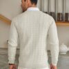 COOFANDY Men's Crewneck Knit Sweater Slim Fit Lightweight Casual Twist Patterned Cable Knitted Pullover