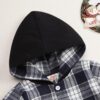 Toddler Baby Boys Clothes Plaid Panel Long-sleeve Hooded Shirt + Sweatpants Fall Winter Outfits Set