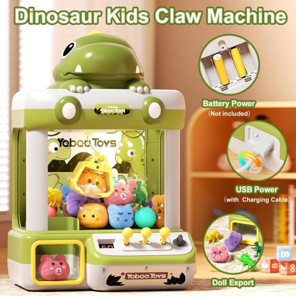 Dinosaur Kids Claw Machine for Kids,Electronic Arcade Game Machine with Music,Kids Vending Machine Boys Birthday Gifts Toys Age 3+ Years,Includes 20 Plush & 12 Dinosaur Accessories（Large）