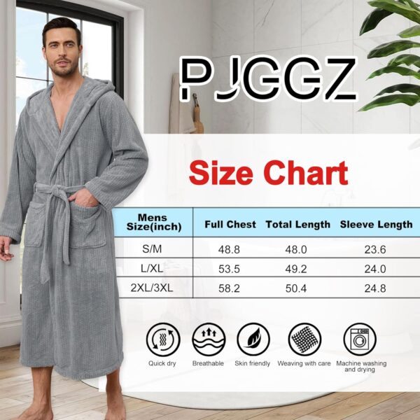 Men's Bathrobes with Hood, Soft Long Towel Robe for Men - Super Absorbent Quick Dry yet Warm