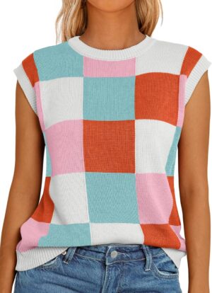 LILLUSORY Womens Tops Sweaters Vest Summer Tank Fall Outfits Fashion Clothes Cute Teacher Sleeveless Knit Shirts Trendy 2025