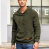 COOFANDY Mens Hoodies Pullover Casaul Long Sleeve Drawstring Waffle Knit Hooded Sweatshirt with Kanga Pocket