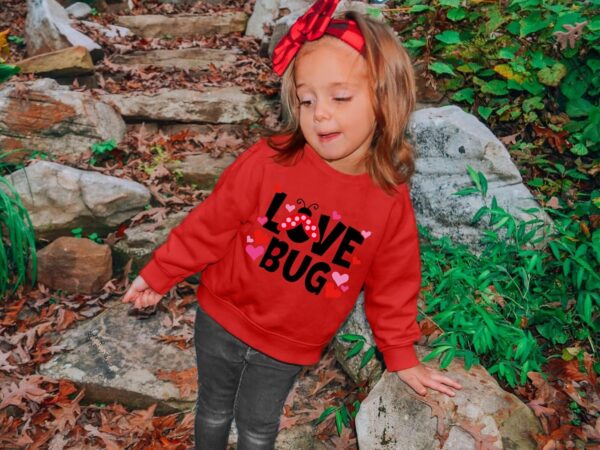 Tkria Toddler Girls Sweatshirt Lovebug Valentine's Day Shirt Kids Heart Print Clothes Long Sleeve Pullover VdayTops 2-7T