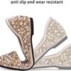 Women's Rhinestone Flats Fashion Pointed Toe Pearl Diamond Low Heel Dress Wedding Flats Work Business Dance Ballet Flats