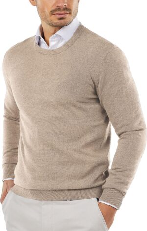 COOFANDY Men's Crew Neck Sweater Slim Fit Lightweight Sweatshirts Knitted Pullover for Casual Or Dressy Wear