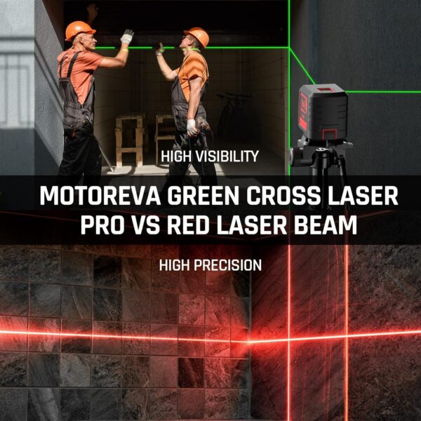 Laser Level, 100 feet Self Leveling Laser Level, Green Cross Line Rotary Lasers, 4 Brightness Adjustment, Manual Self leveling and Pulse Mode, IP54 Waterproof Battery Carrying Bag Included