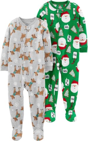 Simple Joys by Carter's Kids' Holiday Loose-fit Flame Resistant Fleece Footed Pajamas