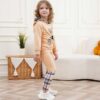 Toddler Kid Girl Clothes Bear Print Drop Shoulder Hoodie Put Together Plaid Pants 2PC Outfit Set