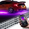 OPT7 Aura Pro Underglow Lights Kit for Car with APP Control, 4 PCS Waterproof Rigid Aluminum Neon Accent LED Light Bar Strip, Music Soundsync Multicolor Modes