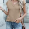 ANRABESS Women Tops Cap Sleeve Textured Dressy Casual V Neck Shirts 2025 Summer Business Work Blouses Outfits