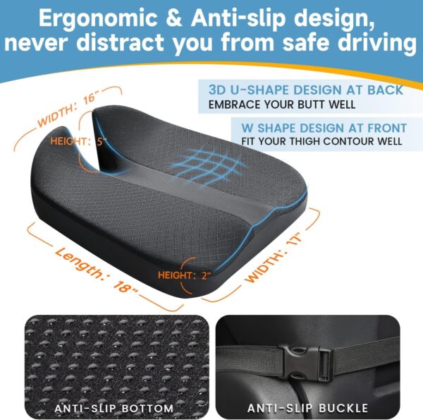 Heightening Truck Seat Cushion for Broader Vision, Car Seat Cushion for Car Seat Driver Truck Driver, Sciatica Pain Relief Pillow Tailbone Pain Relief Cushion for Long Time Driving