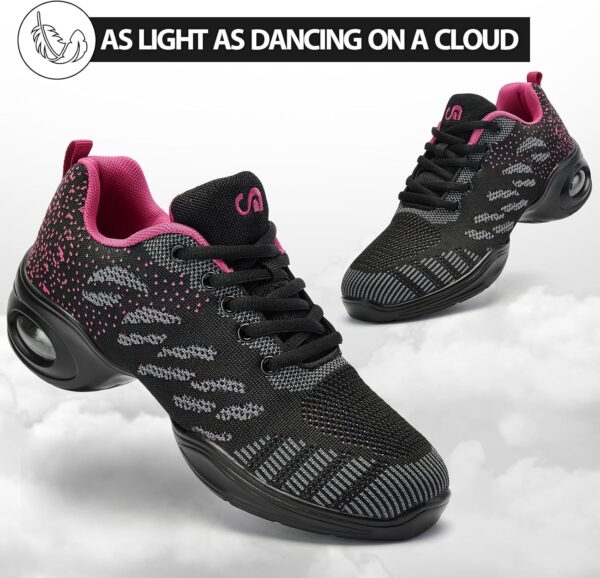 Women's Jazz Shoes Lace-up Sneakers - Breathable Shoes Air Cushion Lady Split Sole Athletic Walking Dance Shoes Platform