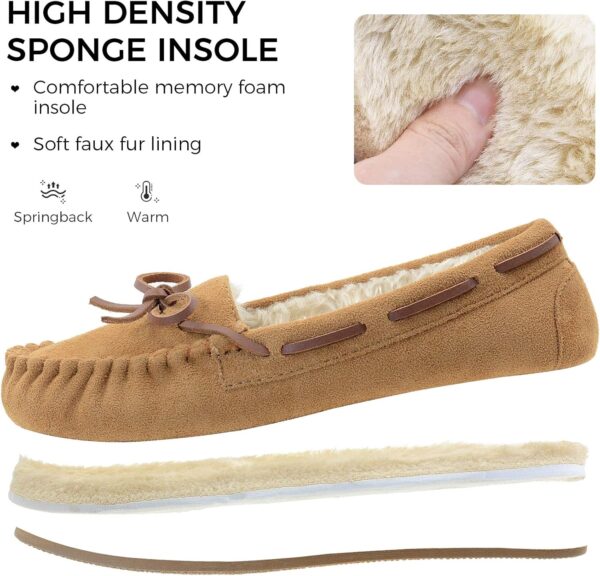 Vonair Women's Moccasin Slippers Micro Suede Warm Faux Fur Pile Lined Lace-Up Cozy Bow Indoor & Outdoor Moccasins Slip On Loafers Shoes for Women