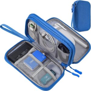 Electronics Accessories Organizer Pouch Bag, Electronic Organizer Travel Case Cable Organizer Electronics Accessories Bag for Cable, Charger, SD Card, Business Travel Gadget Bag (Blue)