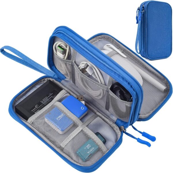 Electronics Accessories Organizer Pouch Bag, Electronic Organizer Travel Case Cable Organizer Electronics Accessories Bag for Cable, Charger, SD Card, Business Travel Gadget Bag (Blue)