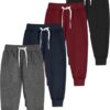 Resinta 4 Pack Toddler and Boys Joggers Sweatpants Kids Pull-On Active Athletic Pants with Drawstring Elastic Waistband