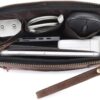 Leather Cord Organiser Pouch, Portable Tech Bag with Zipper Closure, Electronic Organizer Travel Case, Cable Organizer, Cord Organizer, Cruise Ship Essentials- Brown