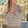 LILLUSORY Women's Quarter Zip Striped Oversized Sweater 2025 Mock Turtleneck Fall Fashion Outfit