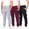 Real Essentials 3 Pack: Boys Cotton Active Fleece Jogger Sweatpants