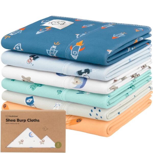 Organic Burp Cloths Baby Girl, Boy - 6-Pack Large Baby Burp Cloths, Super Absorbent Burping Cloths for Babies, Soft & Plush Cotton Burp Cloth, Spit Up Burp Rags, Newborn Burp Clothes (Cosmo)